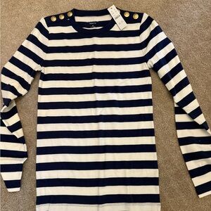 J. Crew Navy and White Striped Top